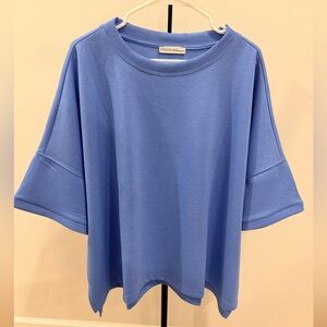 Zenana Cornflower Blue Scuba Top – 1X/2X- NWOT